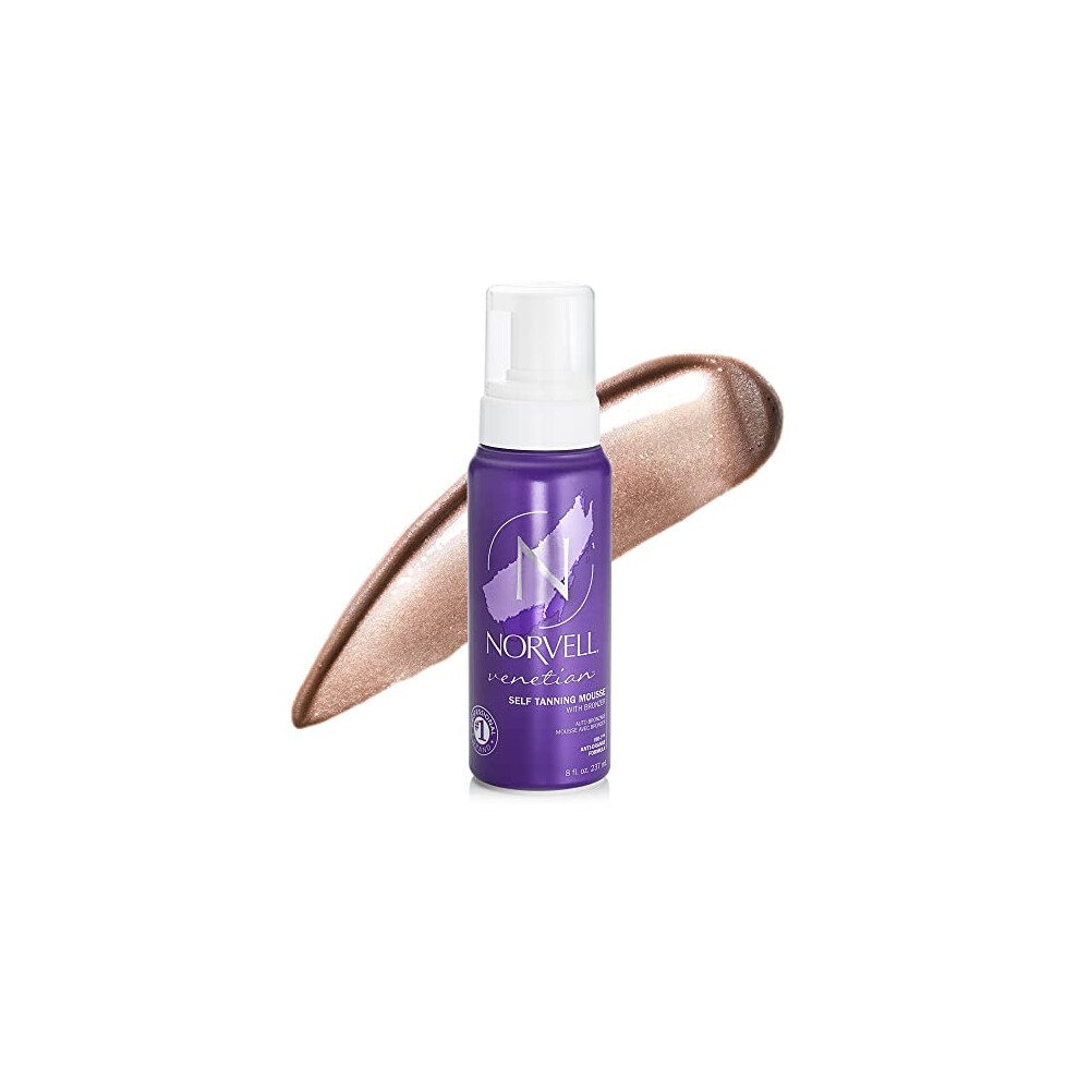 Norvell Orange Venetian Sunless Self Tanner Mousse With Bronzer, 8 Floz - Instant Self Tanning - Natural Looking - Anti - Fake Tan For Bronzing Glow