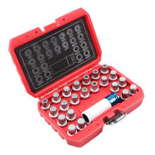 Multifunctional 23-Piece Portable Wheel Lock Nut Removal Tool Set Compatible with Anti-Theft Screw Removal