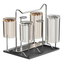 Cup Drying Rack Stand - Stainless Steel 6-Cup Mug Drainer Holder for Glasses, Tumbler, Water Bottle - Square Countertop Design