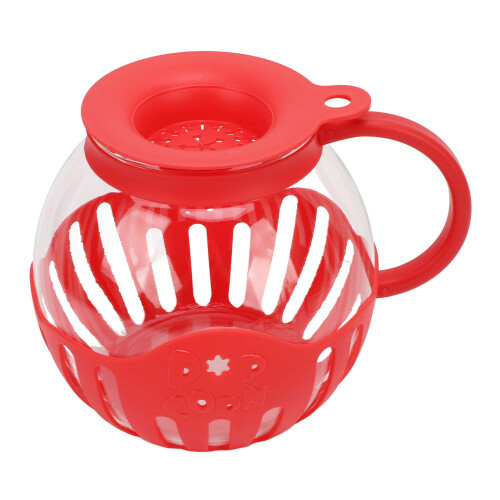2.13L Red Glass Microwave Popcorn Maker with Handle, Wide Mouth 1