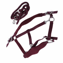 Wine Red Horse Halter Set with 2m Leash, Adjustable & Rubbing Prevention
