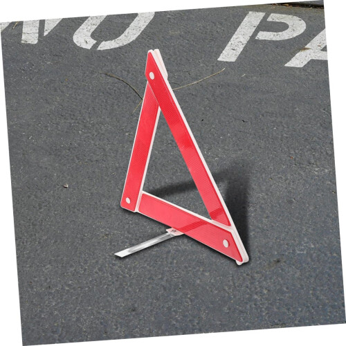 2pcs Foldable Emergency Roadside Safety Triangles, Reflective Night Visibility, Plastic Vehicle Warning Signs, Quick Setup 2