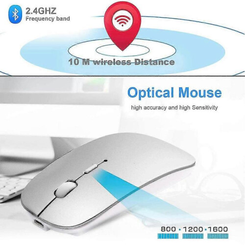 Bluetooth Mouse Compatible with Laptop/ipad/iphone/mac(ios13.1.2 And Above) / Android Pc/computer, Rechargeable Noiseless Mini Wireless Mouse for Wind 1