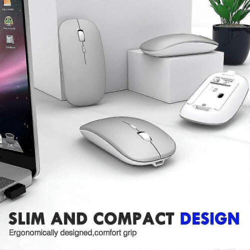 Bluetooth Mouse Compatible with Laptop/ipad/iphone/mac(ios13.1.2 And Above) / Android Pc/computer, Rechargeable Noiseless Mini Wireless Mouse for Wind 2