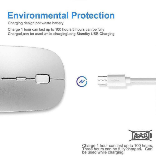 Bluetooth Mouse Compatible with Laptop/ipad/iphone/mac(ios13.1.2 And Above) / Android Pc/computer, Rechargeable Noiseless Mini Wireless Mouse for Wind 2
