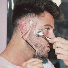 Beard Guide Shaper Tool Or Clear Stencil Compatible with Trimming And Shaving, The Stencil Models with 4 Grooming Lines And Mustache Comb