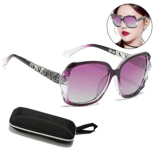 1 Pcs Polarized Square Sunglasses Sparkling Composite Shiny Frame And Square Glasses Case 1