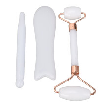 Jadestone Set gua sha con rullo a doppia testa bianco