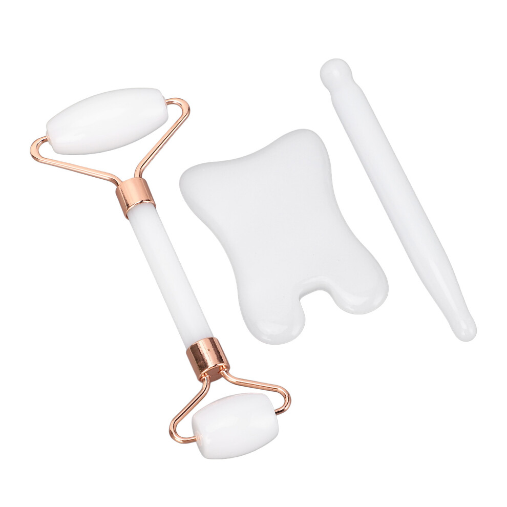 3pcs Gua Sha Facial Tool Set Jadestone White for Wrinkle & Trigger Point Relaxation