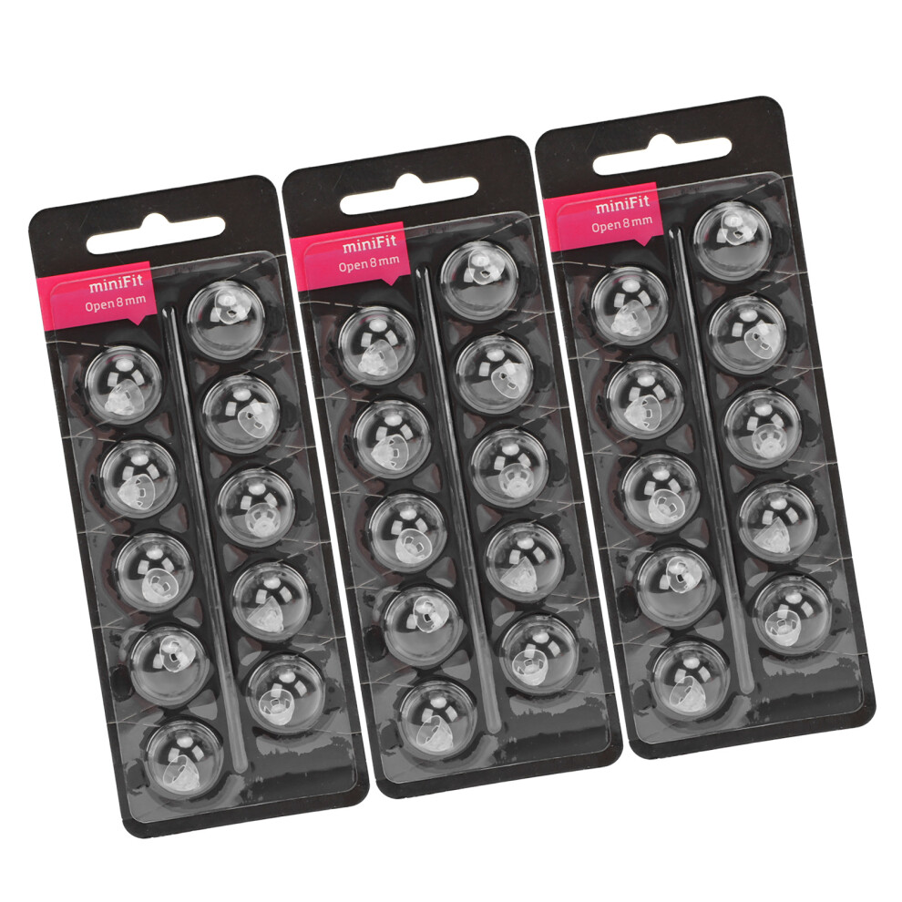 Black 30Pcs Open Fit Sound Aid Domes For Minifit 8Mm/0.31In