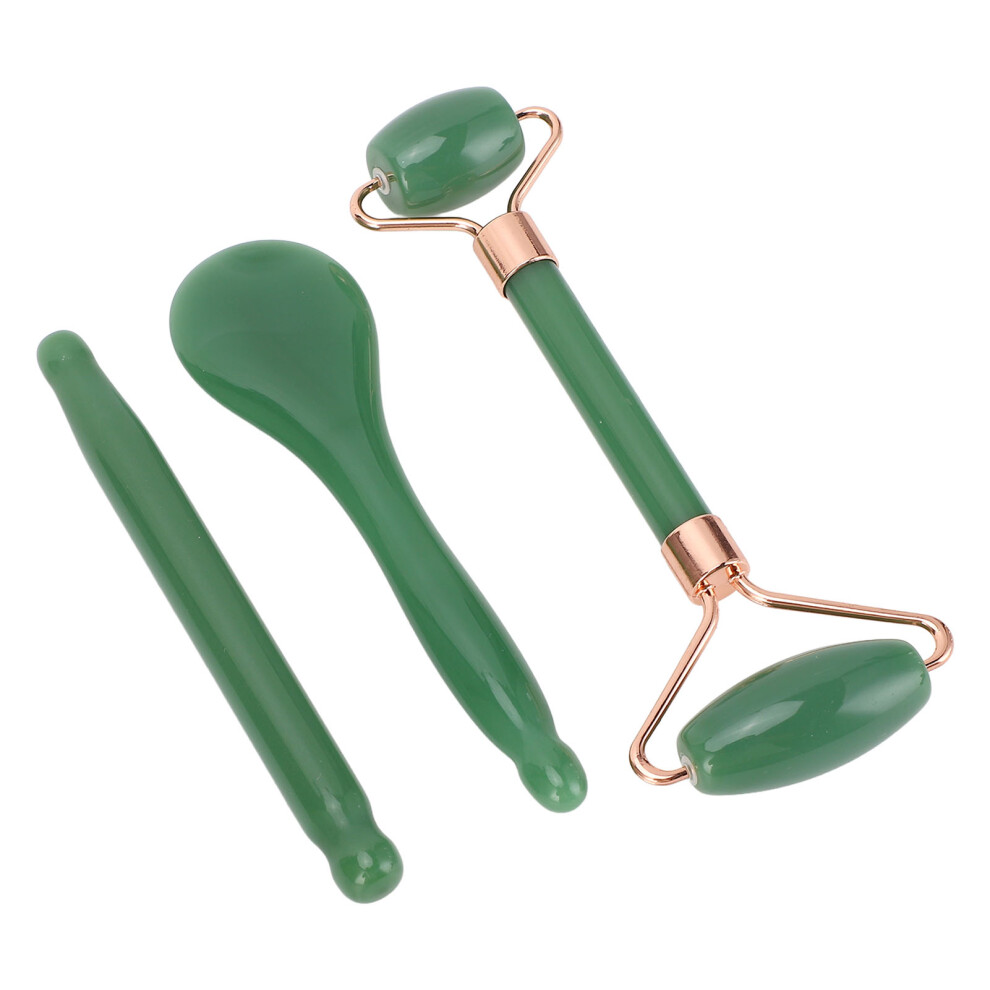 Green Jadestone Roller Gua Sha Set With Double Heads And Acupressure Pen