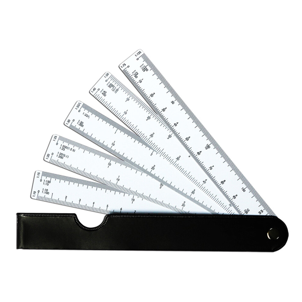 Lightweight Scale Ruler Plotting Scale Fan Shape Architects White/Black 7754000090242
