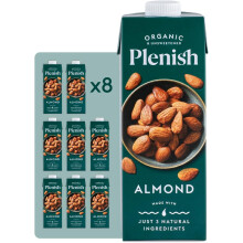 Plenish Unsweetened Organic Almond Milk 1L (Pack of 8)