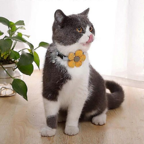 Cat Pet Collar with Bell Pendant Bow Tie(yellow) 1