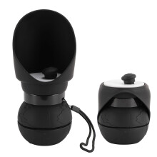 Tragbare Hundewasserflasche aus Silikon, faltbarer Reise-Getränkeverteiler, 550 ml, schwarz