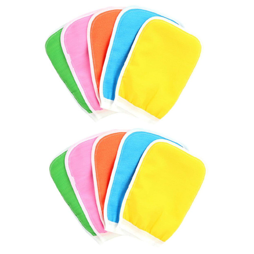 Exfoliating Gloves Bath Mitts Body Scrubber 10pcs Set for Shower Bathing Random Color Soft Material