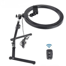 [luxury Remote Control] Overhead Frame + 12-inch Ring Light + Mechanical Arm + Big E Clip + Bluetooth Remote Control-mobile Phone Desktop Bracket Lazy