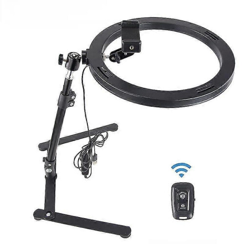 [luxury Remote Control] Overhead Frame + 12-inch Ring Light + Mechanical Arm + Big E Clip + Bluetooth Remote Control-mobile Phone Desktop Bracket Lazy