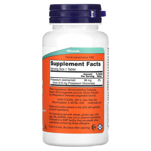 NOW Foods Potassium Gluconate, 99mg - 100 tablets 1
