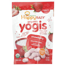 Happy Family Organics, Happy Baby, Organic Yogis, Gefriergetrocknete Joghurt- & Frucht-Snacks, Erdbeere, 1 oz (28 g)