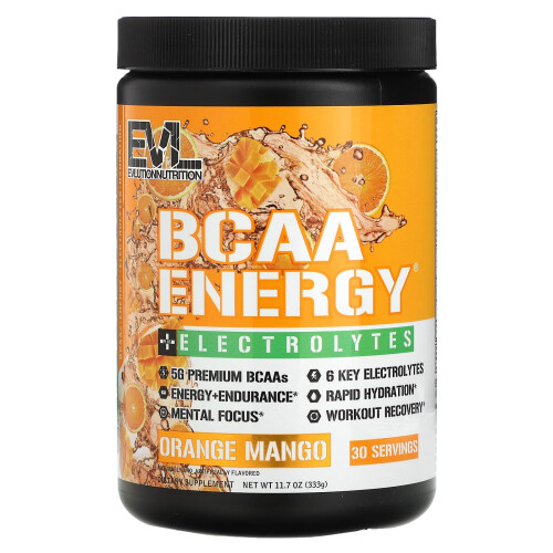 EVLution Nutrition, BCAA Energy Plus Elektrolyte, Orange Mango, 11,7 oz (333 g)