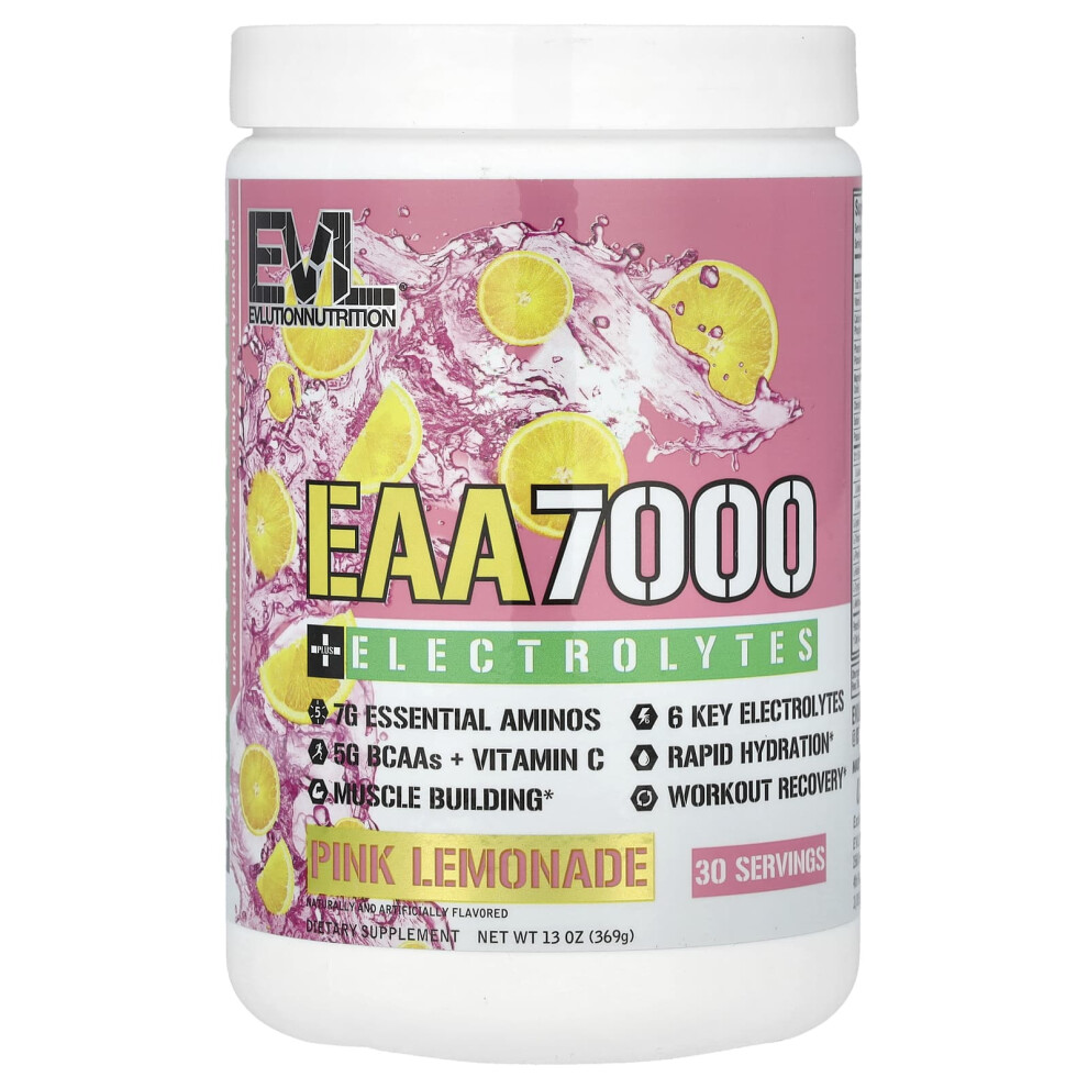 Evlution Nutrition Pink Eaa 7000 + Electrolytes, Lemonade - 369G