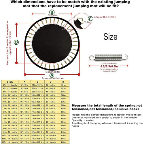 Trampoline Replacement Jump Mat for 14ft Round Trampolines, Includes 84 Buckles, Durable Spring Cover Accessory 2