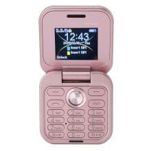 2G Flip Cell Phone for Seniors Pink Dual SIM HD Camera Lanyard