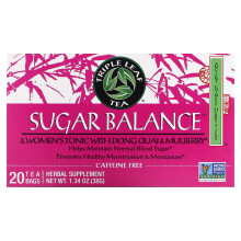 Triple Leaf Tea, Équilibre du Sucre, & Tonique Féminin avec Angélique de Chine et Mûrier, Sans Caféine, 20 Sachets de Thé, 1,34 oz (38 g)