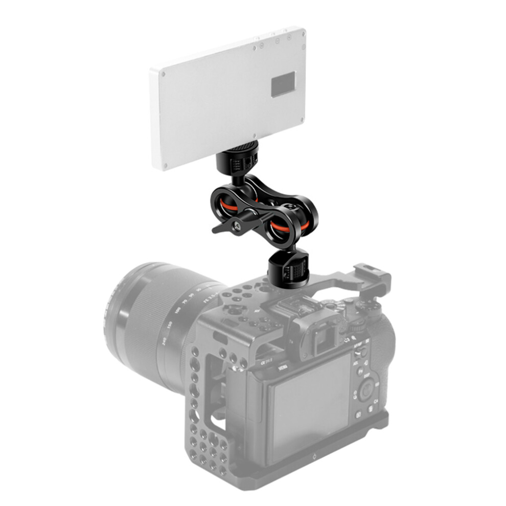 Flexible Articulating Camera Monitor Arm With Dual Ballhead, Aluminum Alloy, Black/White 8751347764637