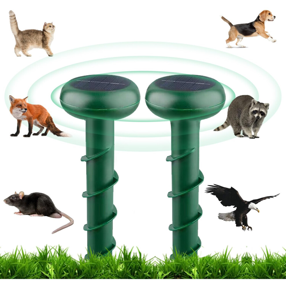 Solar Powered Mole Repellent - 2 Packs Sonic Mouse Deterrent for Rodents, Snakes, Squirrels in Garden and Farm Yards-image-OPC-PKD8ZD5-NEW