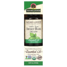 Nature's Answer, 100% Reines Organisches Ätherisches Öl, Süßes Basilikum, 0,5 fl oz (15 ml)