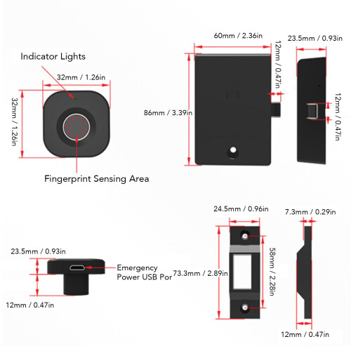 Smart Drawer Lock: Fingerprint & Bluetooth Access Includes USB Key Backup 1