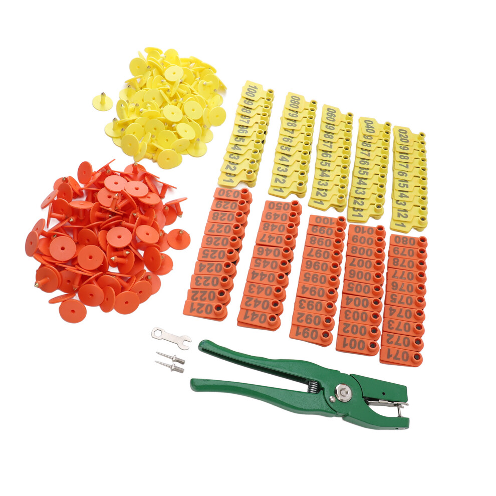 Livestock Ear Tag & Pliers Set Bright Green Cattle Identification Kit 7611347784220