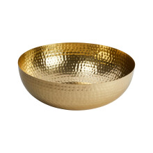 Creative Co-Op Ronde Hammered Metalen Kom, Gouden Afwerking, 14"