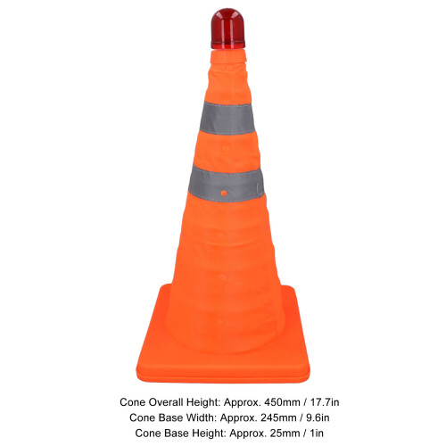 2PCS 45CM Foldable Traffic Cones with Reflective Collar & Warning Lamps 1