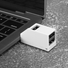 3-in-1 USB 2.0 Splitter Hub ABS Mini Extender, Weiß, 55x24x18mm