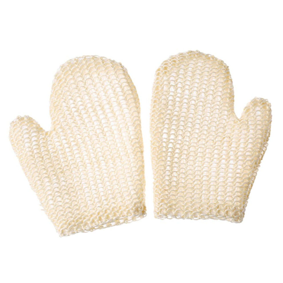 Sisal Bath Towel Exfoliating Gloves - 2pcs Scrubbing Mitts for Body Cleaning, Shower Use, Natural Material