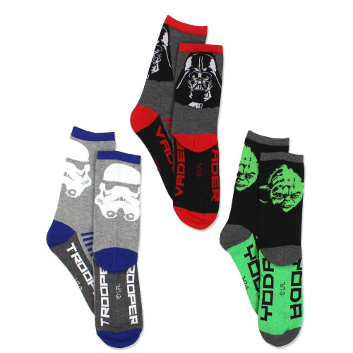 Star Wars Star Wars Boys 3 Pack Socks (sko: 10-4 (Sock: 6-8) Gray/Multi Crew) 2