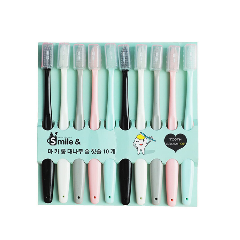 10PCS Soft Bristle Toothbrush Set for Adults - Deep Cleaning Oral Care for Home and Travel - Black White Pink Blue Gray-image-OPC-PKD9BMC-NEW