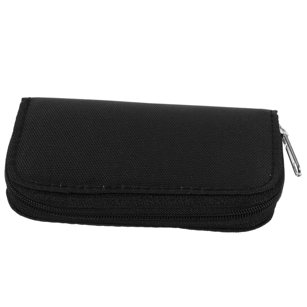 Portable Memory Card Organizer Case With Zipper Closure, External Buckle, And Slots For Sd And Micro Sd Cards - Travel Accessory Black 6038364212047