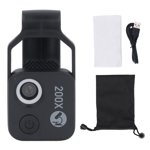 Microscope de poche pour téléphone 200x noir 110 mAh USB-C 2
