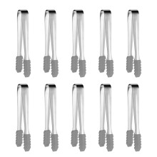 Steel Ice Tongs Pack of 10 - Durable Stainless Steel Food Clamps for Ice, Bread, and Kitchen Use