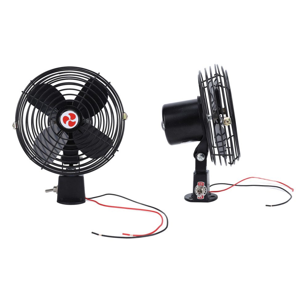 Efficient 12V 8In Car Cooling Fan With 2 Speeds For Trucks & Buses Black 3001347822031
