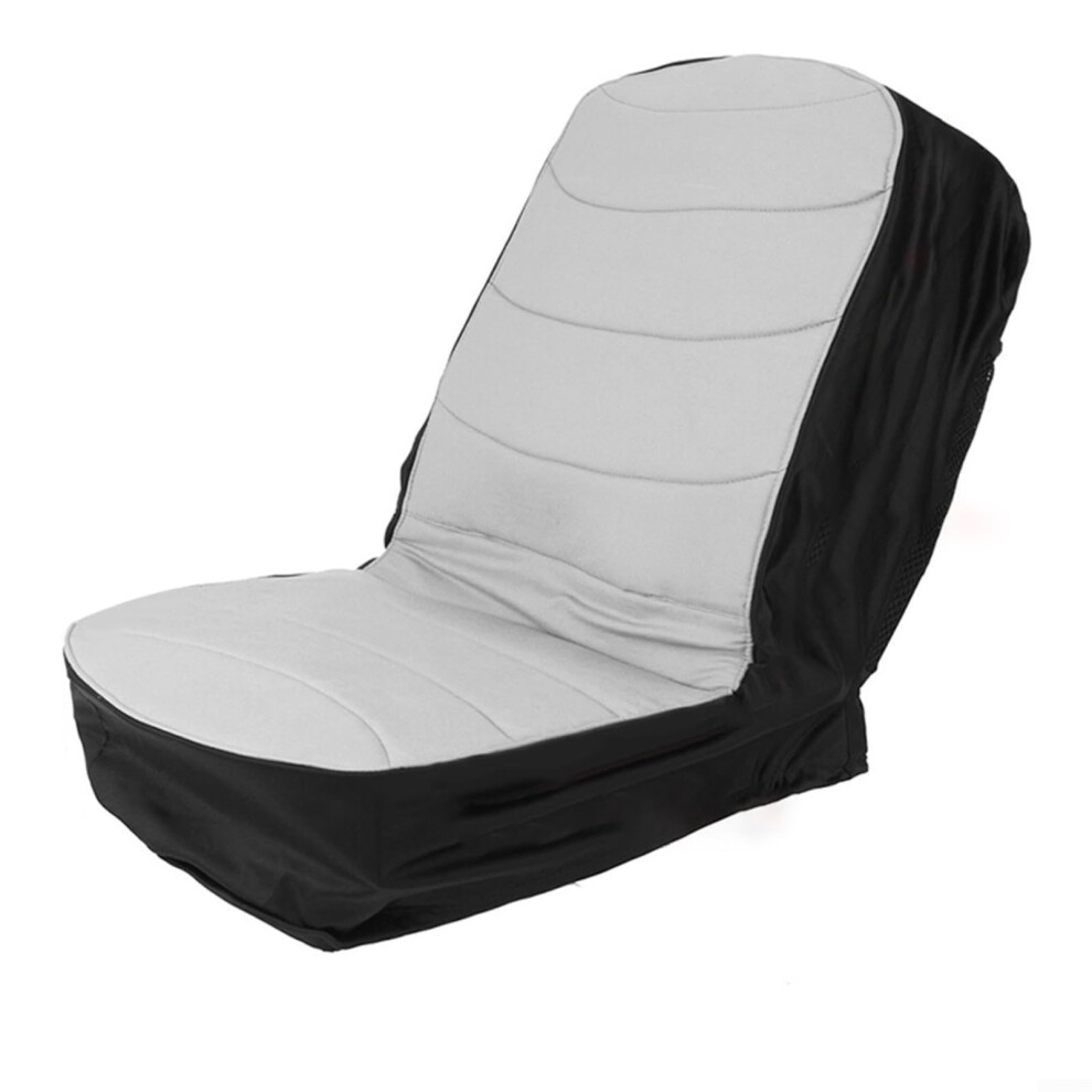 Lawn Mower Seat Cover Waterproof Cotton Polyester Cushion With Back Storage Pockets For Tractors And Forklifts Gray 6038364212825