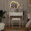 ELECWISH LED Lighted Dressing Table Set with Side Storage Hair Dryer Rack White 10