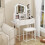 ELECWISH LED Lighted Dressing Table Set with Side Storage Hair Dryer Rack White 3