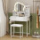 ELECWISH LED Lighted Dressing Table Set with Side Storage Hair Dryer Rack White 11