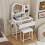 ELECWISH LED Lighted Dressing Table Set with Side Storage Hair Dryer Rack White 2