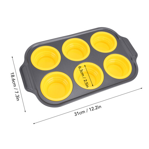 Foldable Silicone Cake Maker Tray 6 Cups Yellow, 31cm x 18.6cm 1
